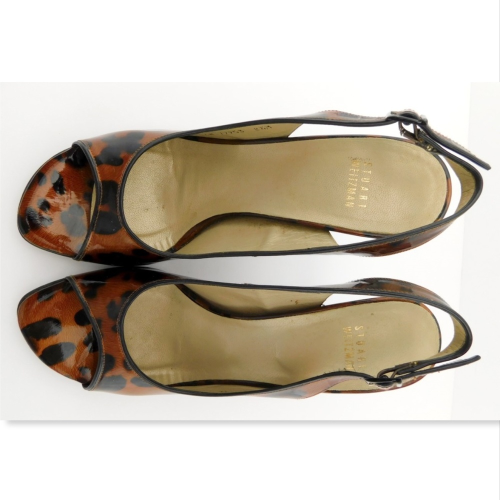 STUART WEITZMAN Leopard Patent Leather Open Toe S… - image 4